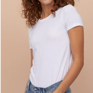 H&M White Basic Cotton Crew Neck T-Shirt NWOT